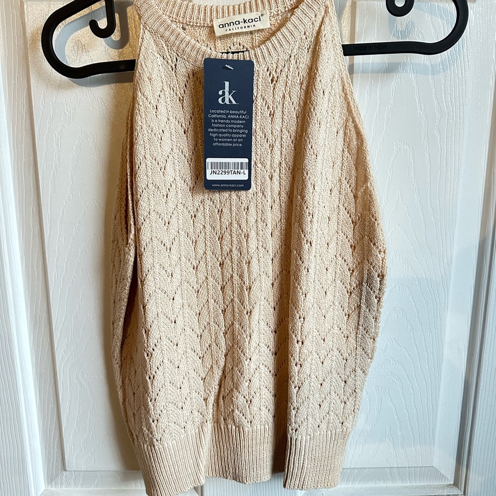 Anna-Kaci Women's Beige Knit Sweater